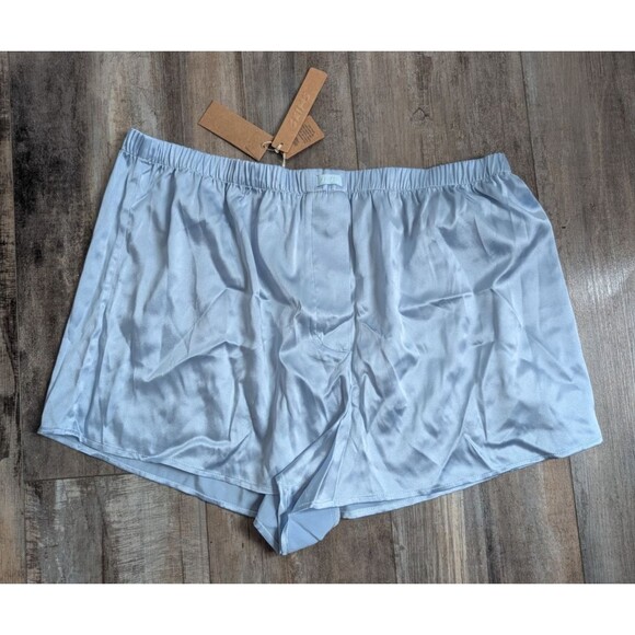SKIMS Silk Sleep Lounge Boxer Shorts Limited Edition Color Glacier Size L $74 - Picture 1 of 4